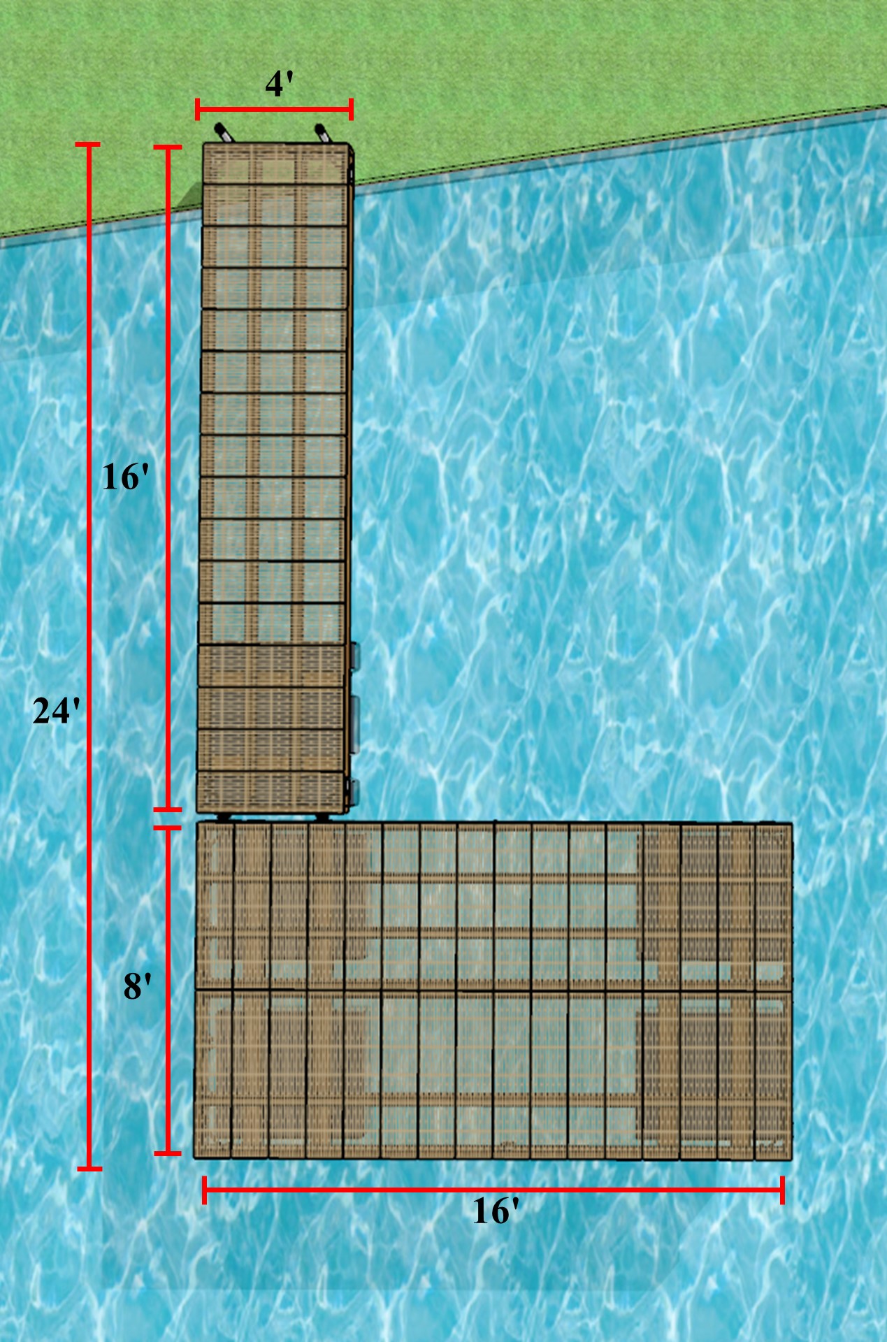 Ensemble de quais 4'x16' Semi-Flottant et 8'x16' Flottant Heavy Duty - Revêtement Thruflow - TFP